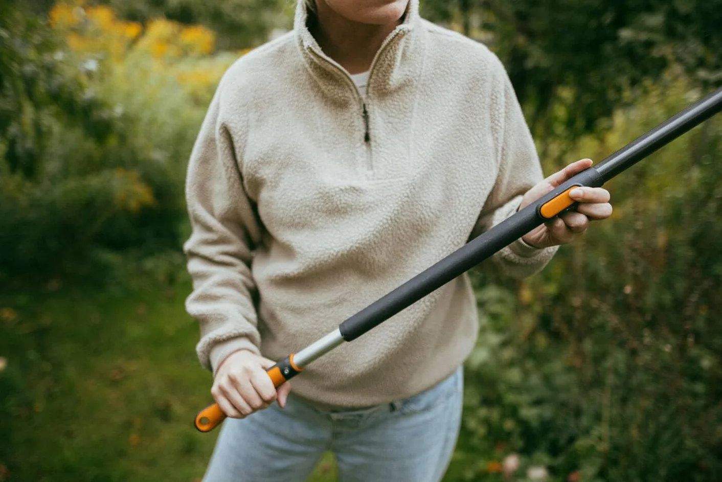 Fiskars OneClick Telescopic Manico M 119-179 cm Alluminio Nero Arancione