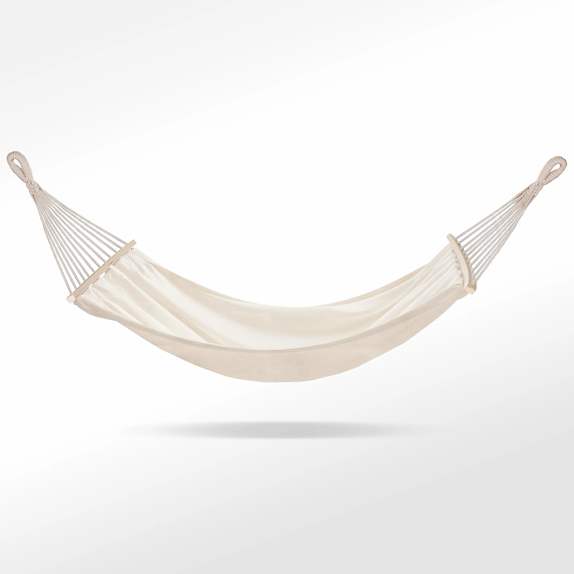 Amaca Doppia 200x150 cm Portata 240 kg Boho Beige Cotone Poliestere Giardino Terrazza