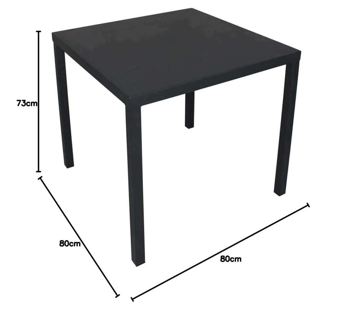 Milani Home Tavolo da Giardino Quadrato 80x80 cm Acciaio Antracite
