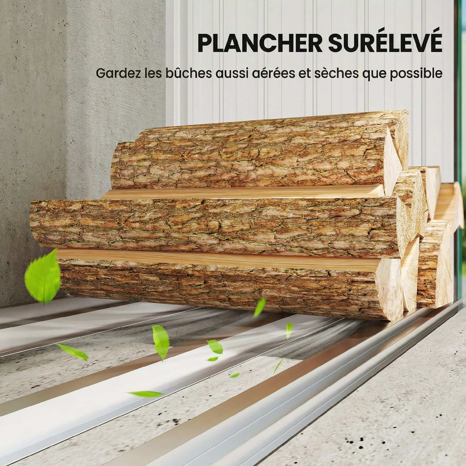 Outsunny Albero Coperto Acciaio Zincato Supporto Legna Riscaldamento 213 x 66,5 x 150 cm Verde