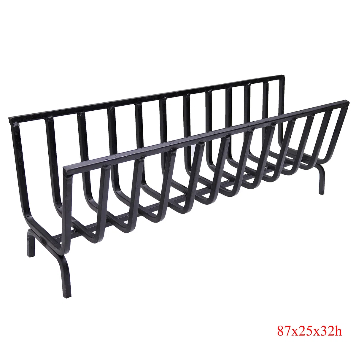 Fonderia Bongiovanni | Brucialegna | porta legna | portalegna da interno | portalegna da esterno | braciere | in ferro per camino e barbecue (cm 87x25x32h)