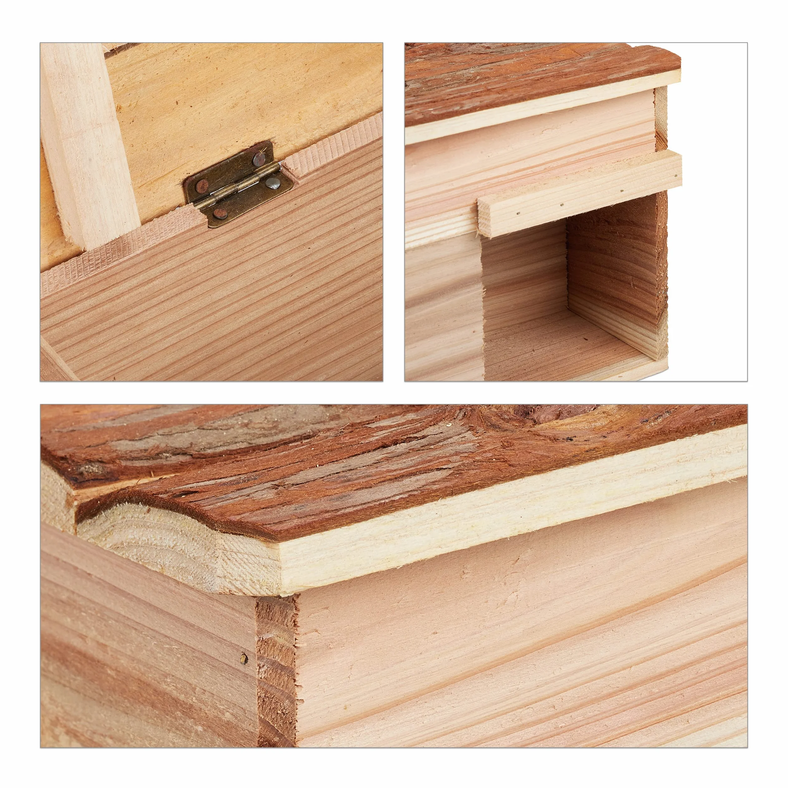 Relaxdays Casetta per Ricci, Legno, Rifugio per Porcospini da Giardino, 21x40x30 cm, Contro Animali Predatori, Naturale