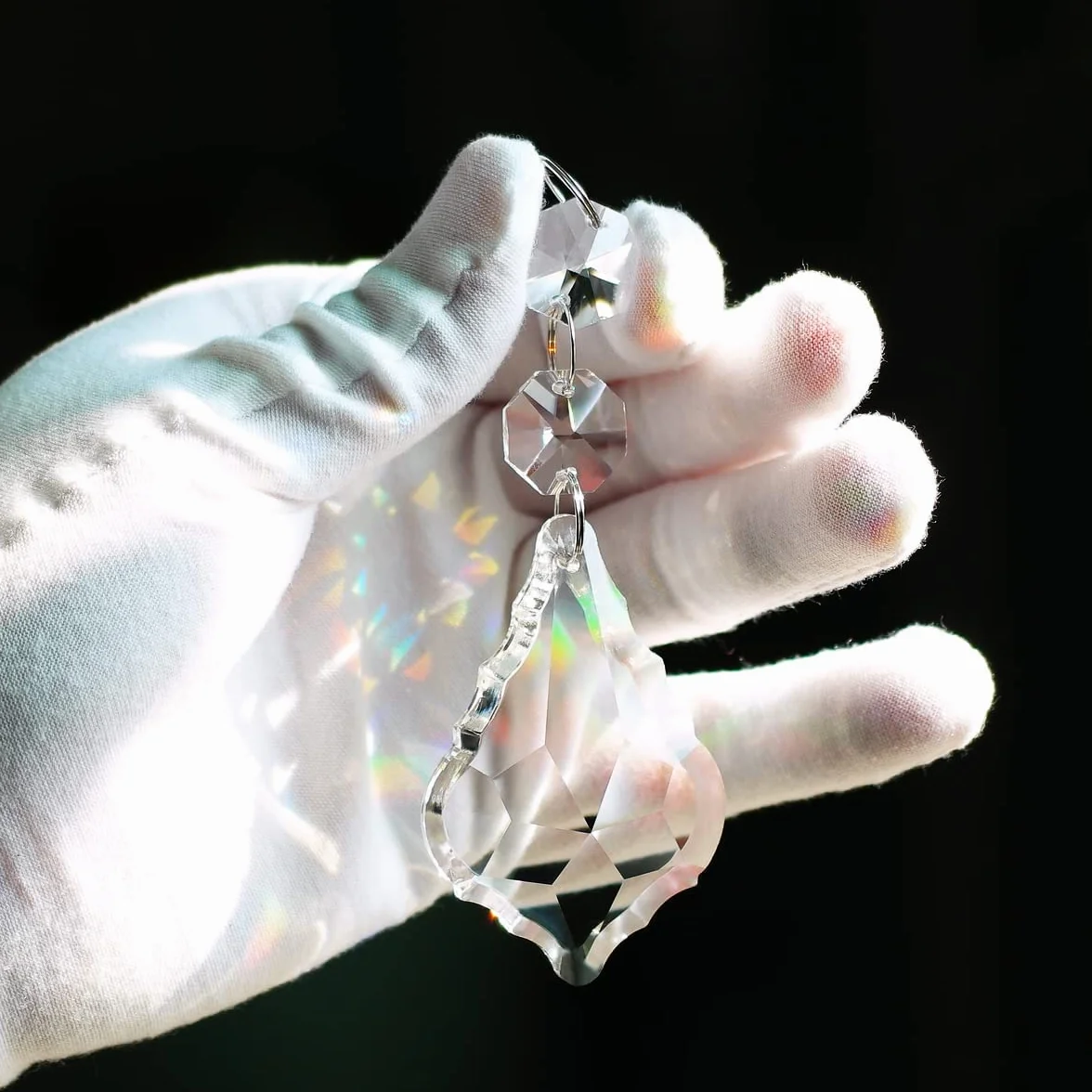12 pezzi di cristallo foglia d'acero, parti pendenti a prisma da 63 mm, perline di cristallo pendenti per lampadario, decorazione da matrimonio trasparente