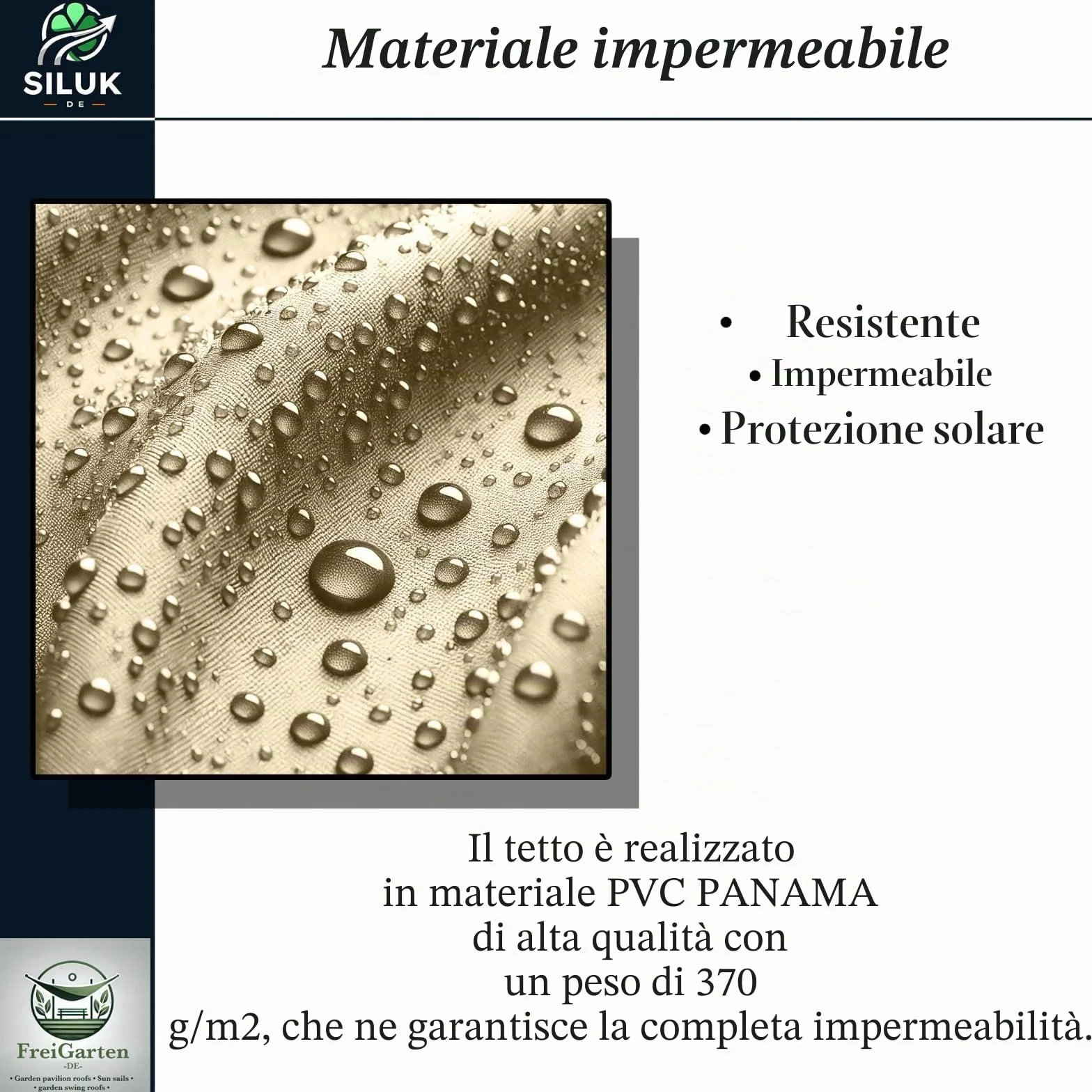 Tetto di ricambio per gazebo 334x334 cm sabbia anticata impermeabile Panama PCV Soft 370 g/m² modello 10 beige