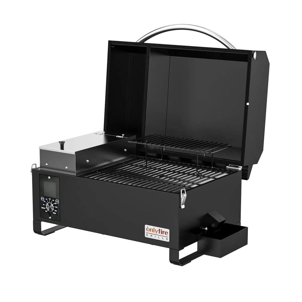 Onlyfire Griglia Portatile Nero Per Affumicatore a Pellet, Griglia a Pellet da 80°C - 260°C incl. Sensori di Temperatura Ottimo Per il Tailgating da Campeggio Per Camper