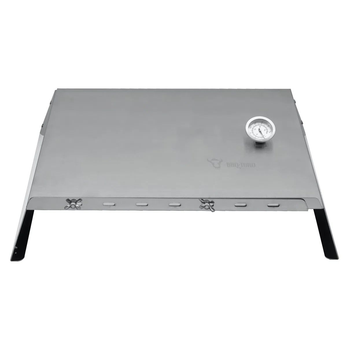 BBQ-Toro Inserto per pizza in acciaio inox con termometro, 48,5–79 x 42 x 12,3 cm, griglia a gas per pizza