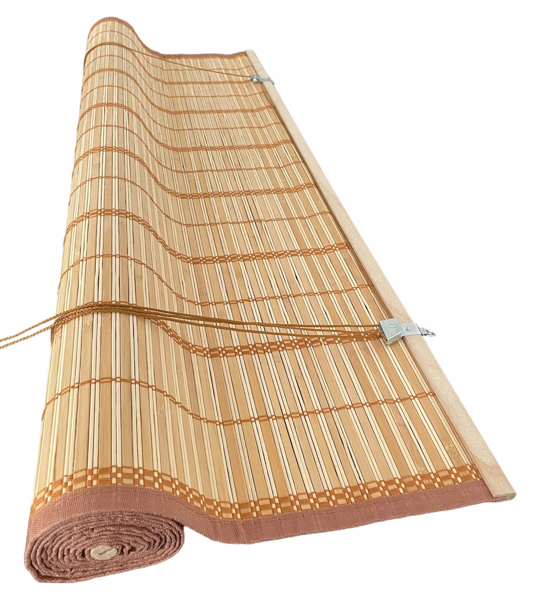 Tapparella a rullo in Listelli di Bambù Midollino con arrotolamento a carrucola (Marrone Chiaro, 200x300H cm)
