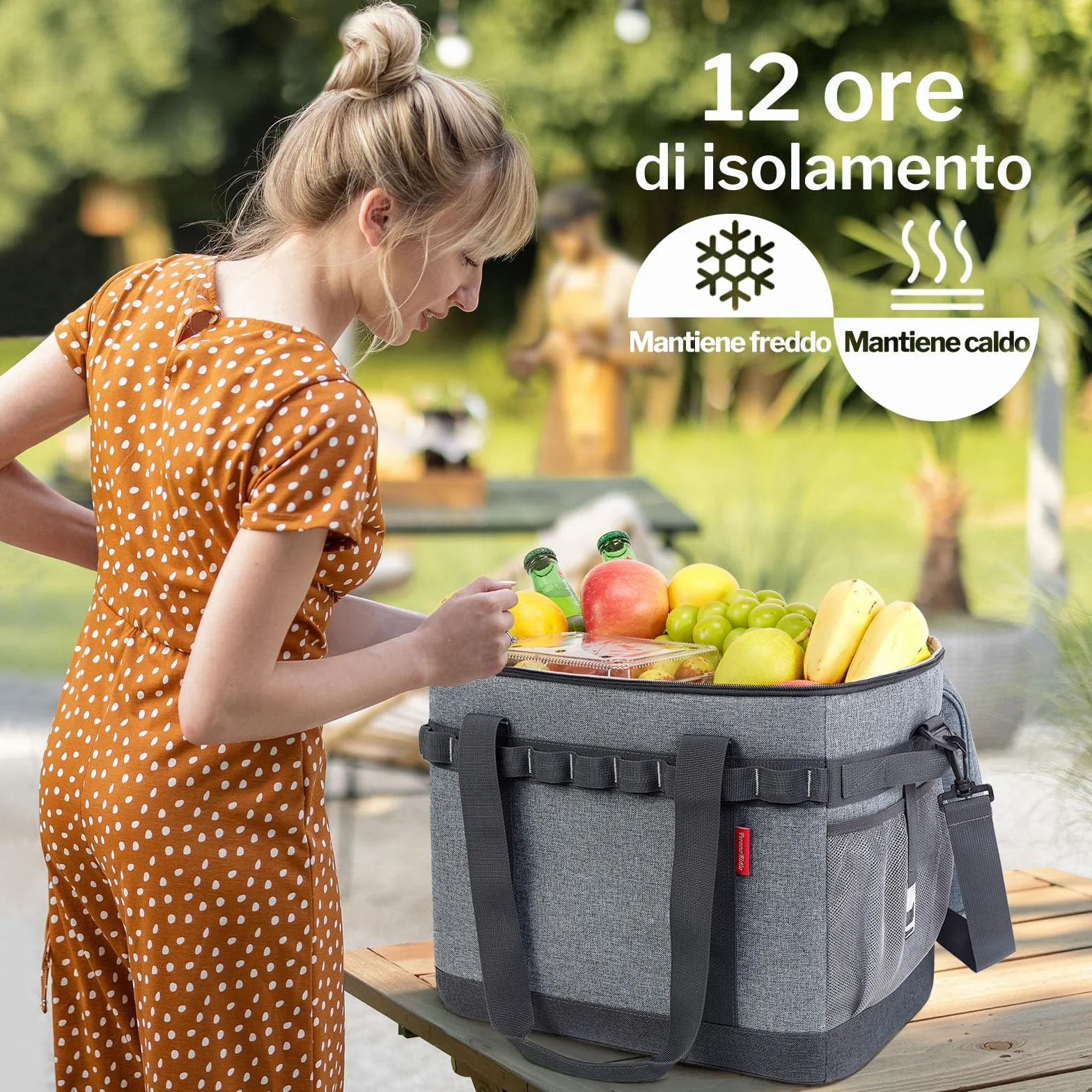 Borsa Termica 40L Raffreddamento 12 Ore Cooler Bag Portatile Manici Multipli