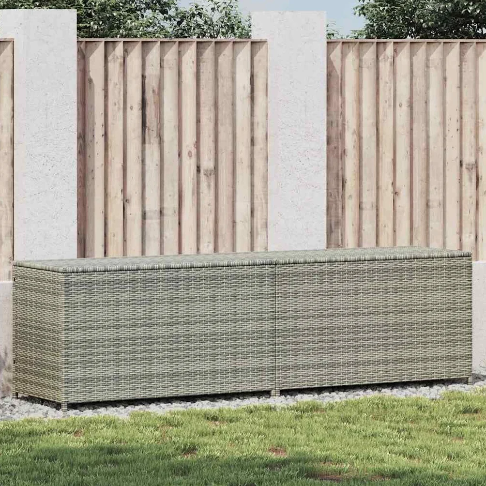 vidaXL Baule da Giardino Robusto Elegante Leggero Box Portaoggetti Contenitore Cassapanca in Polyrattan Telaio in Acciaio 200x50x60 cm Grigio