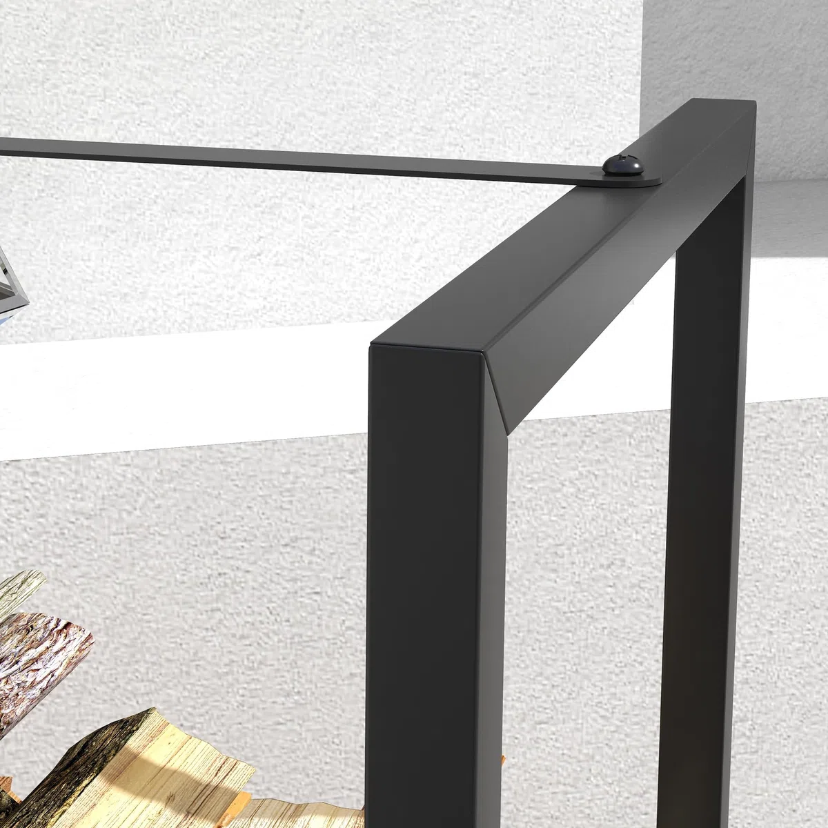 Outsunny Scaffale Portalegna in Acciaio 39x35x76cm Nero