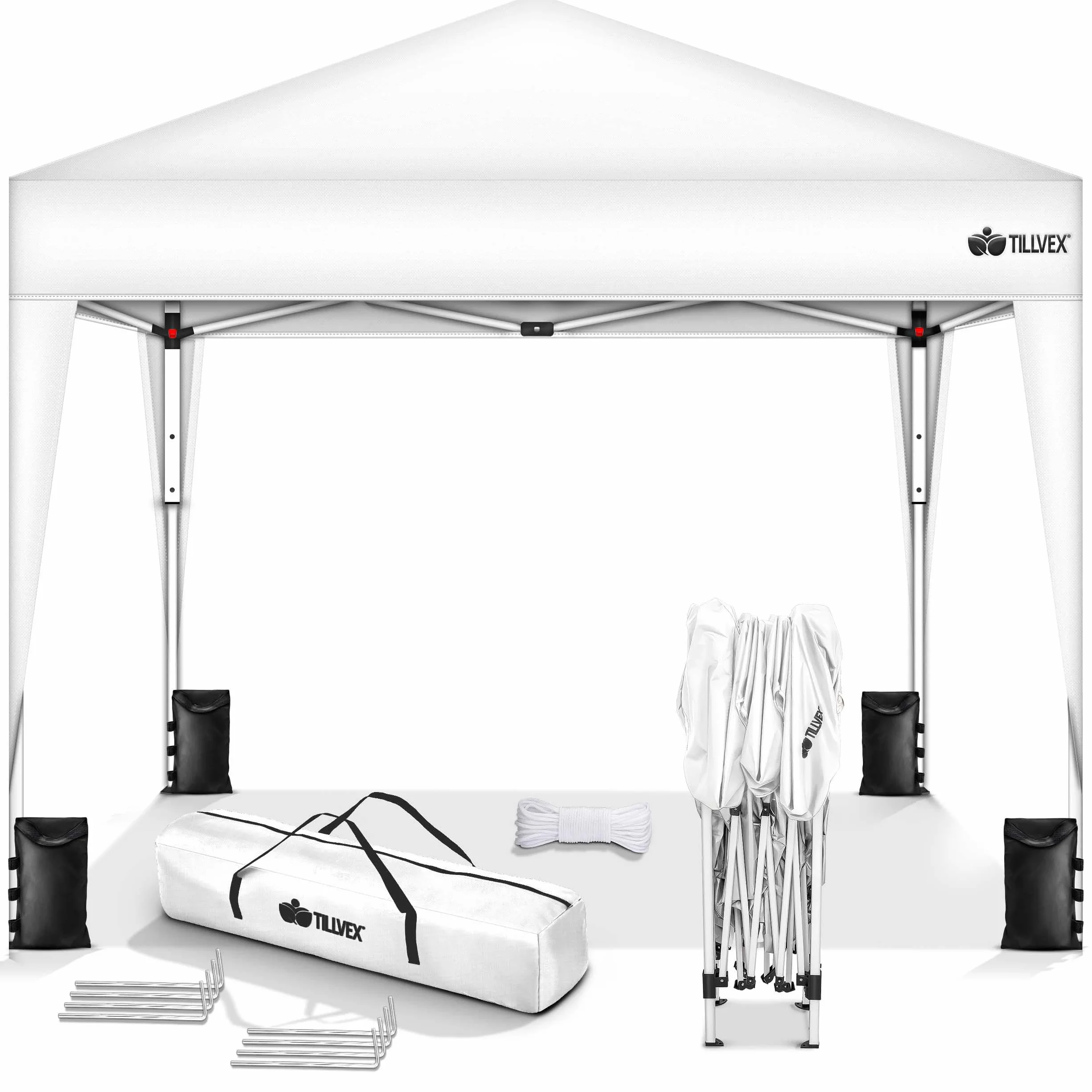 Tillvex Gazebo 3x3m Impermeabile Pieghevole Pop-Up Regolabile in Altezza con Protezione UV 50+ Tenda da Giardino Bianco