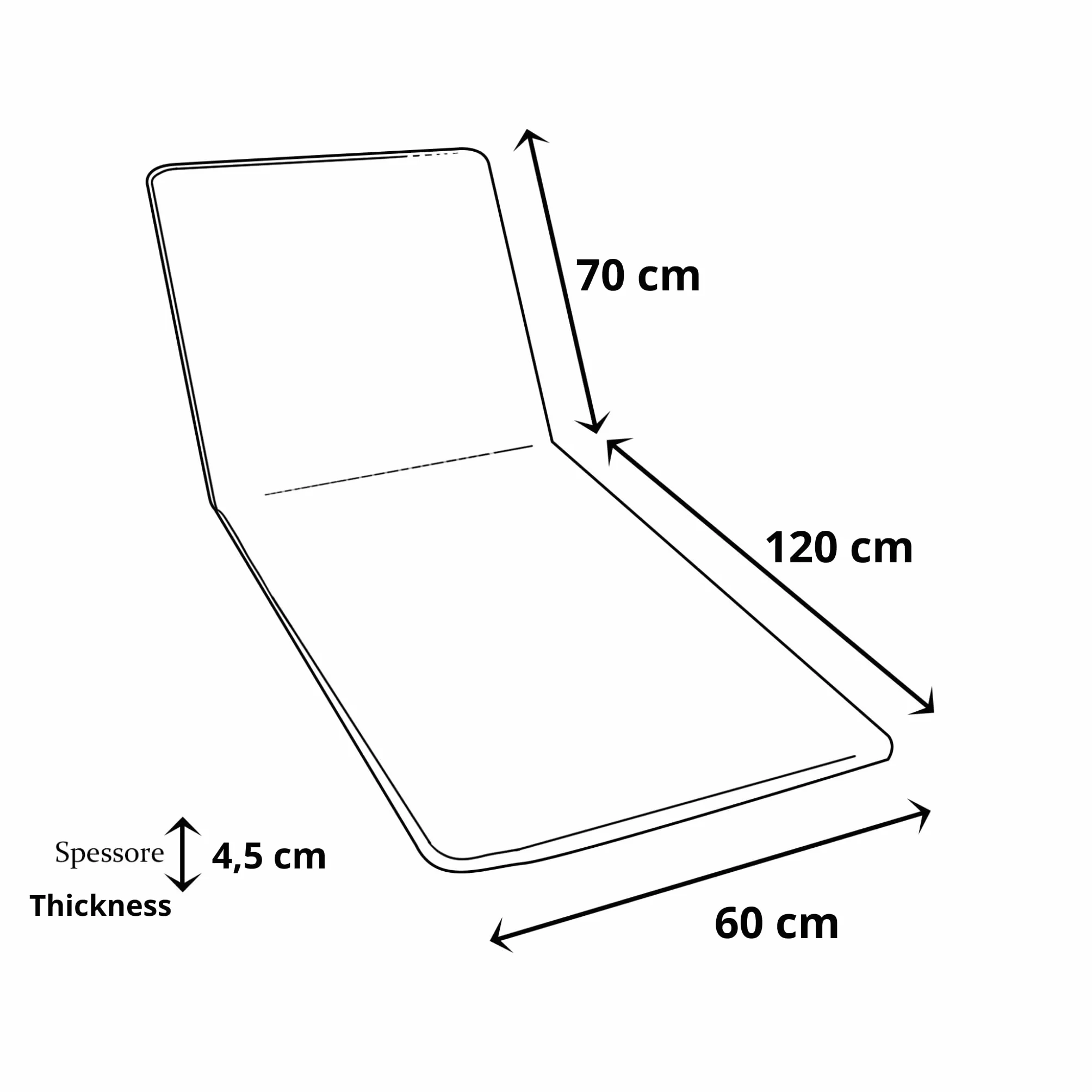 Il Tuo Artigiano Design Cuscino per Lettino Prendisole Tinta Unita Loneta 190x60x4,5cm, Cuscino per Lettini da Spiaggia e Lettini da Giardino, Totalmente Sfoderabile Made in Italy