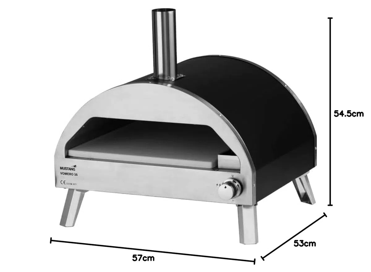 Shally Dogan Forno per Pizza Vomero 16 a Gas 500°C Acciaio Inossidabile con Pietra in Cordierite Cottura su 3 Lati