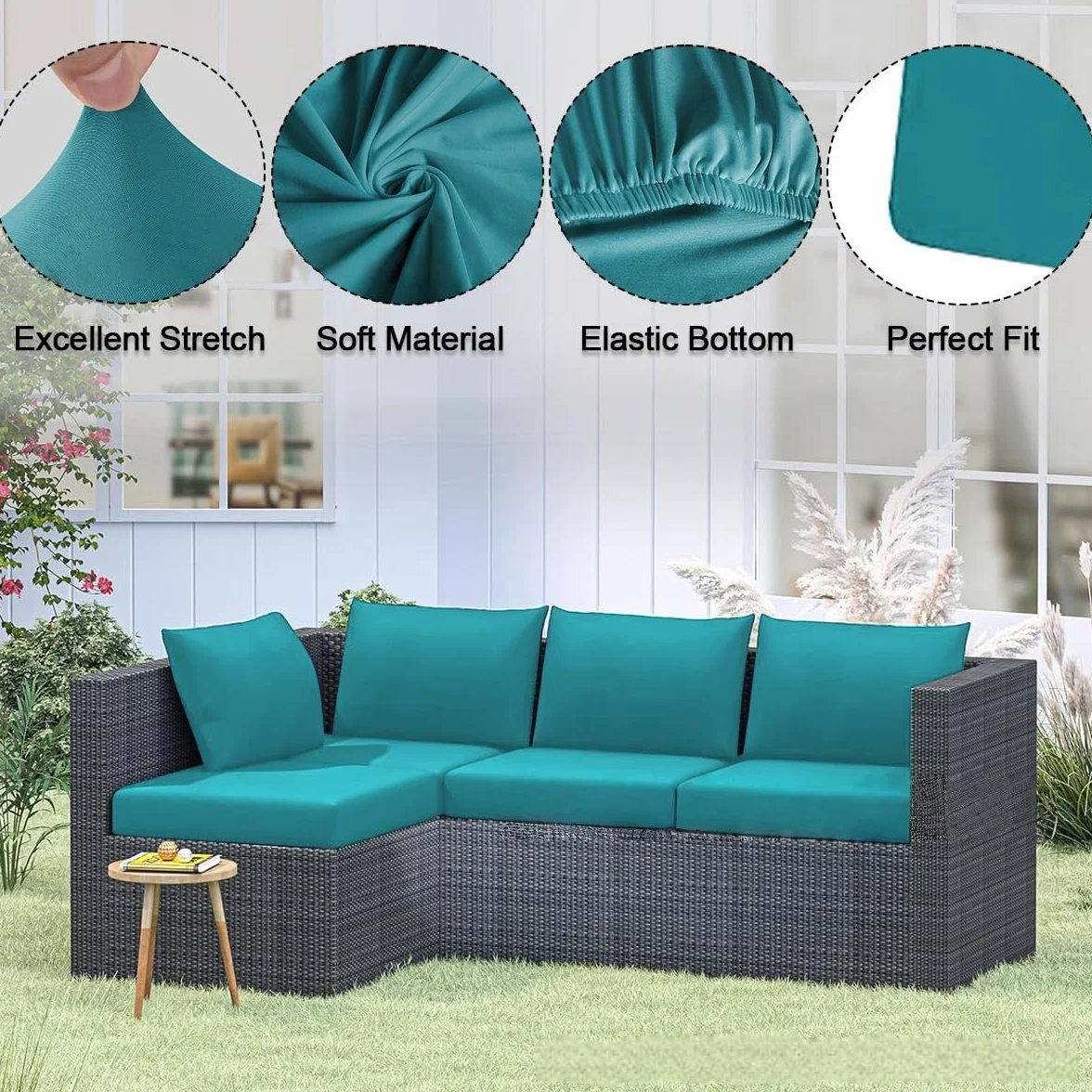 Copriseduta Divano da Esterno di Ricambio, Set 12 Federe Elastica per Cuscini Divano da Giardino Bianco