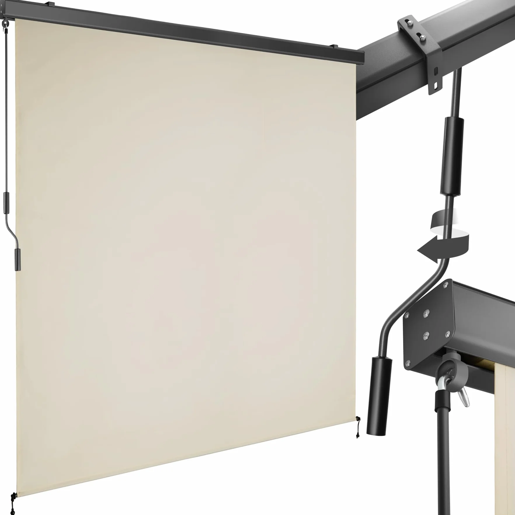 Tectake Tenda da Sole Verticale a Rullo con Manovella 180x250 cm Beige Impermeabile Protezione UV