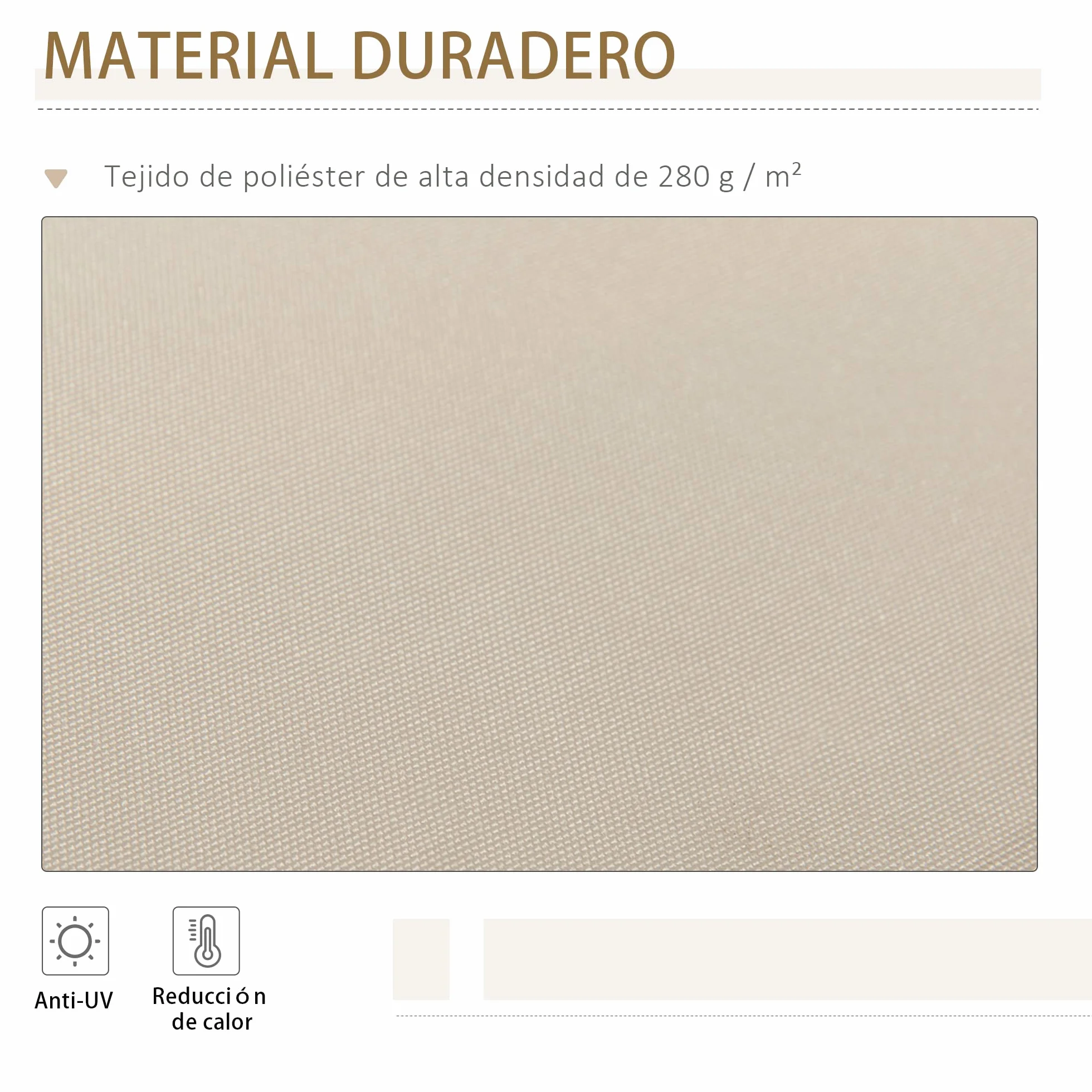 Outsunny Tenda da Sole 4x2.5 m con Braccio Avvolgibile, Tenda Parasole Esterno Alluminio Poliestere 280g/㎡, Protezione UV, Beige