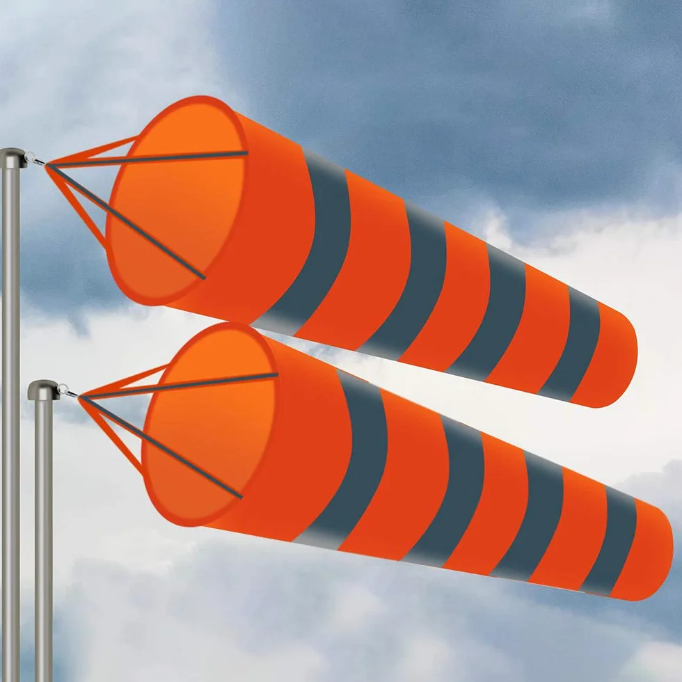 2 calzini per misurare il vento, resistenti alle intemperie, per esterni, colore arancione, per aeroporto, giardino, patio, prato, 150 cm