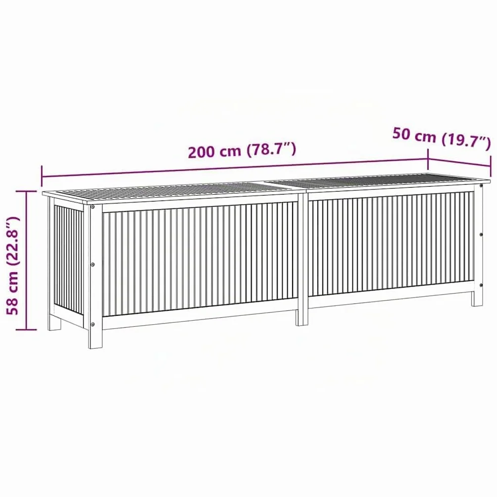 vidaXL Contenitore da Giardino 200x50x58cm Legno Massello Acacia
