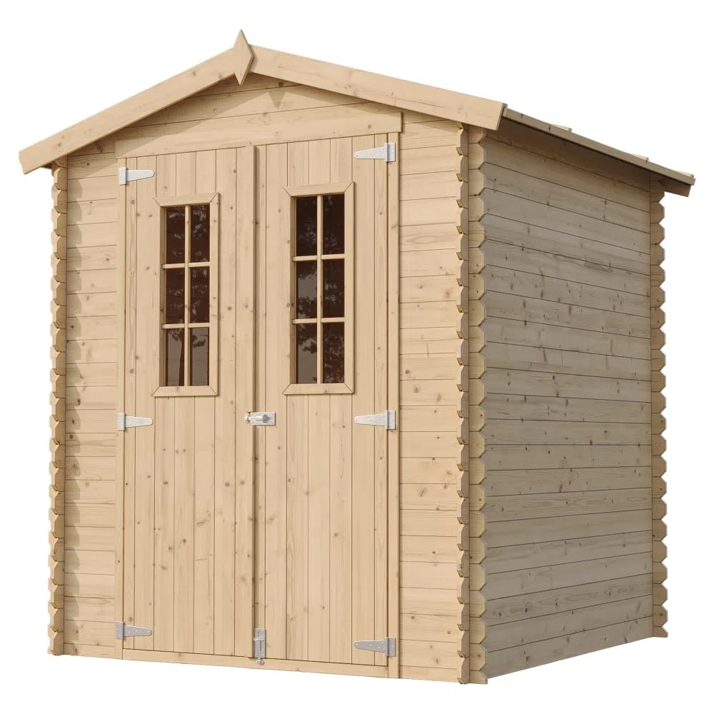 Casetta da Giardino in Legno per Esterni CON PAVIMENTO TRATTATO - L196xL186xA218 cm/ 2,82 m2 - Piccola Casetta in Legno, Rimessa Attrezzi, Deposito Bici - TIMBELA M320C+M320G