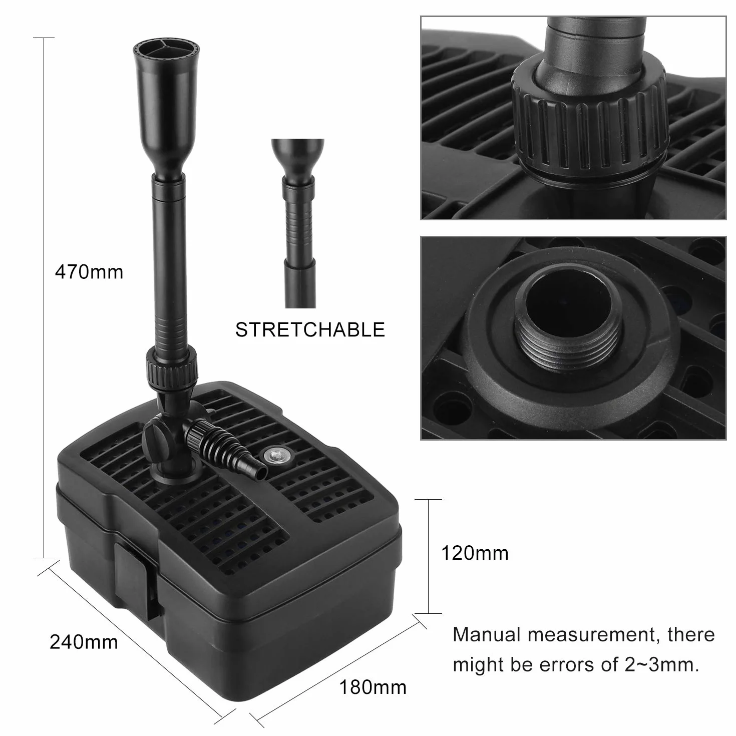 Pompa per Laghetto 4 in 1 con Filtro UVC CUF-2505 1000L/h 24W 10m
