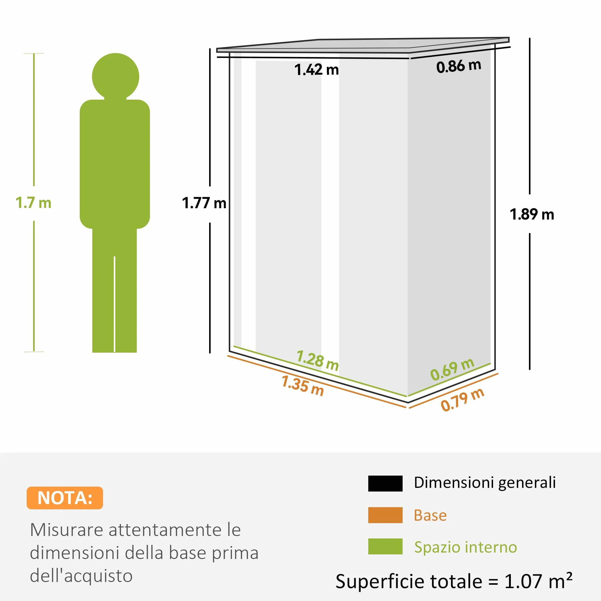 Outsunny Casetta da Giardino 1.07m² Acciaio Zincato Porta Attrezzi 142x86x189 cm Verde Chiaro