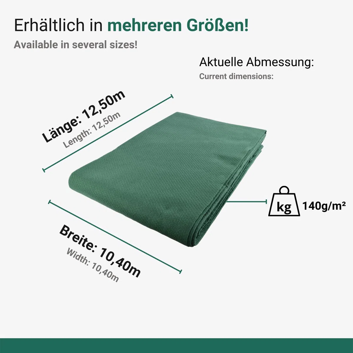 Telo di Copertura AGRI plus 10,4 x 12,50 m (130 m²) Resistente agli Strappi UV