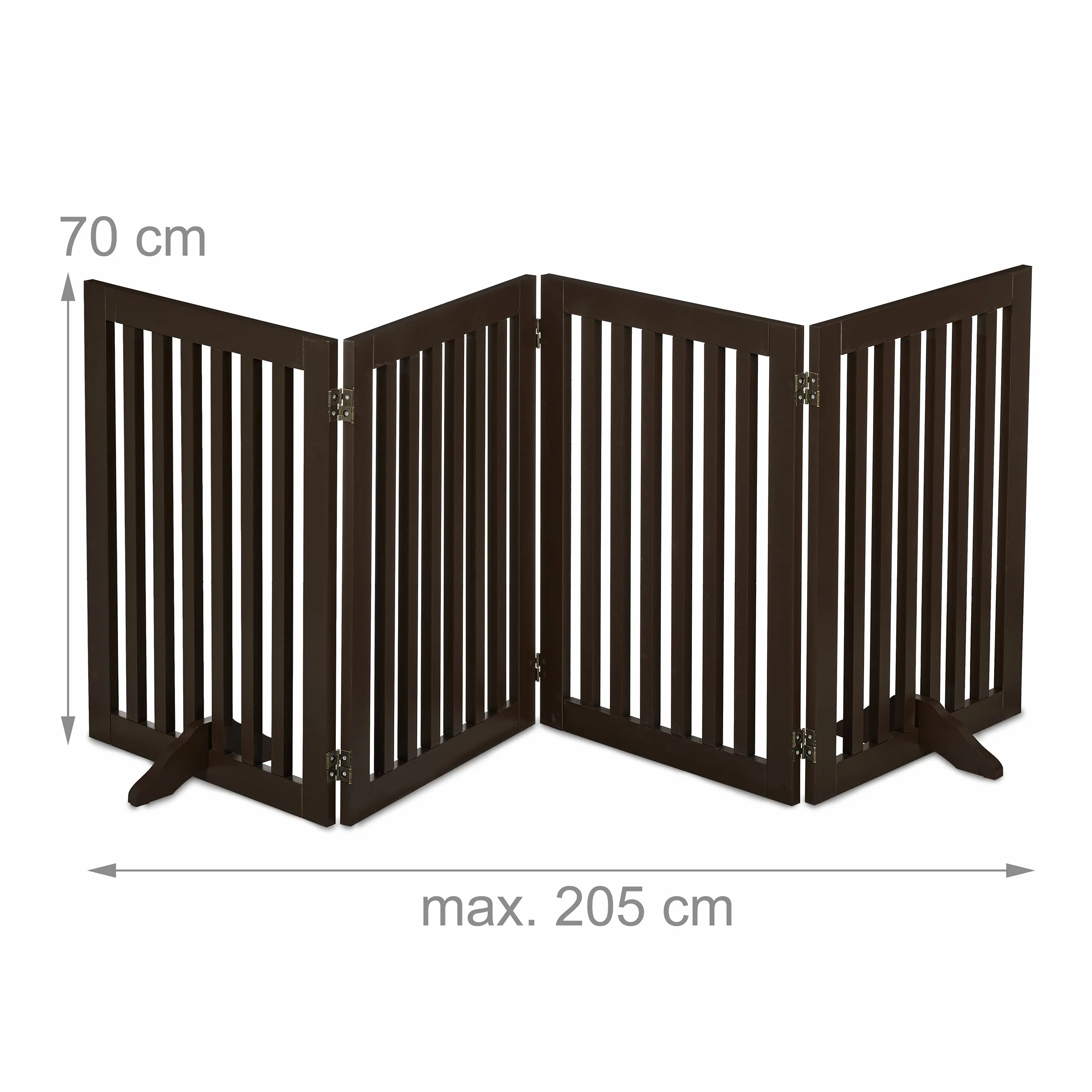 Relaxdays Cancelletto per Animali, Barriera per Cani e Gatti, Recinzione Scale, Cancellino HxL: 70 x 206 cm, Marrone