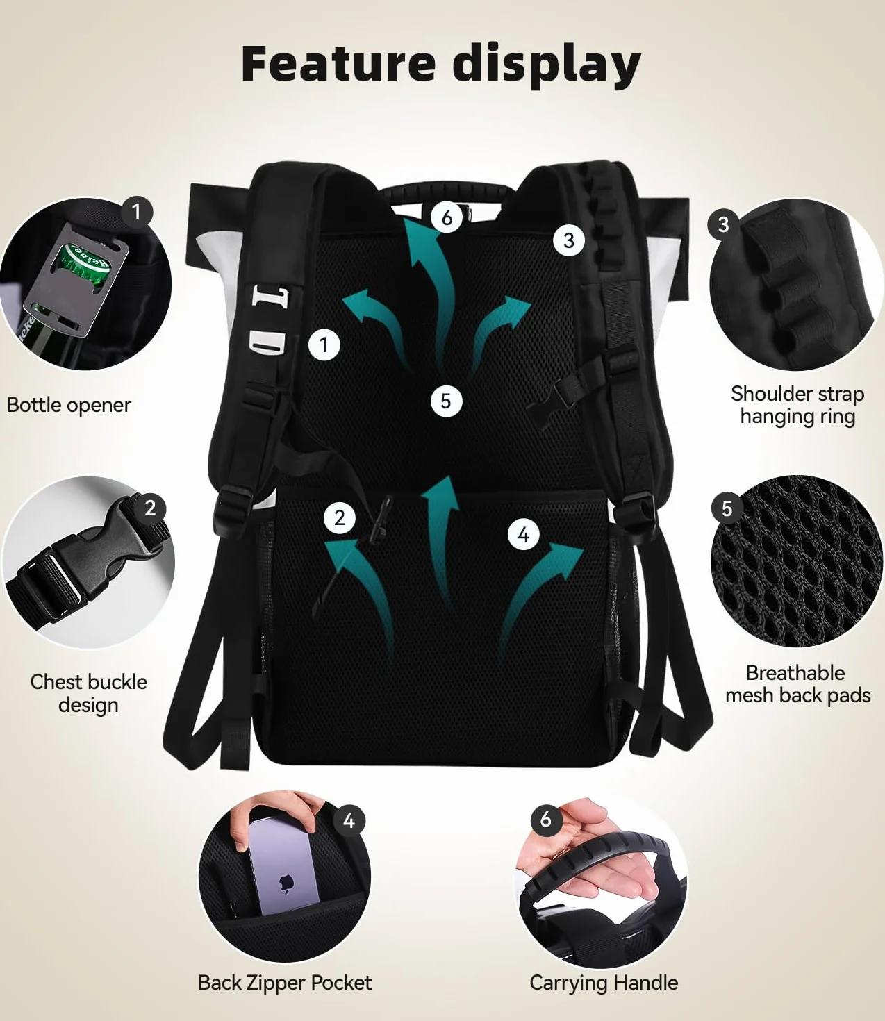 DEWUR Zaino termico 35 l picnic campeggio escursioni
