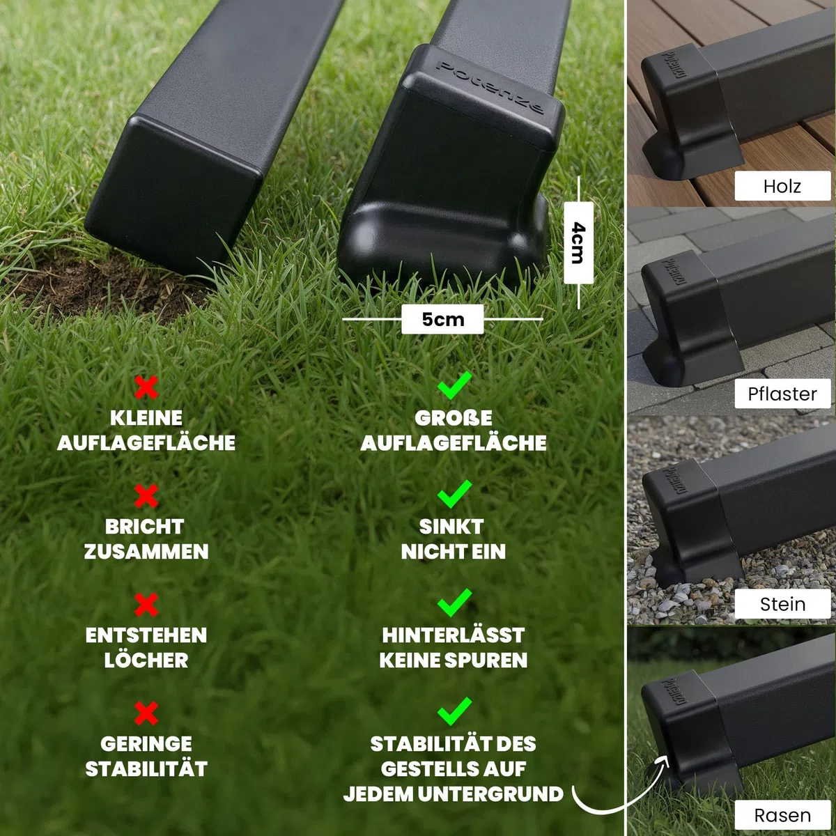 Potenza Supporto per Amaca in Acciaio 370 cm I Struttura Resistente Fino a 220 kg, Antiruggine, per 2 Persone, Ideale per Giardino, Terrazza I Telaio Universale per Amache Grandi, Colore Grafite
