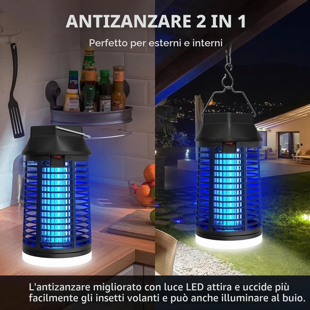 seenlast Lampada Antizanzare Elettrica, Lampada Zanzare 15W 4200V UV Zanzariera Elettrica Impermeabile IPX4, Uccidi Trappola Insetticida Zanzare per Giardino Interno Esterno (Con Telecomando)