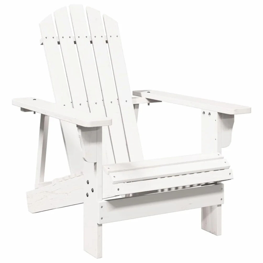 VidaXL Sedia Adirondack Bianca 69x85x90,5 cm in Legno Massello di Abete - Da Giardino, Esterno e Patio
