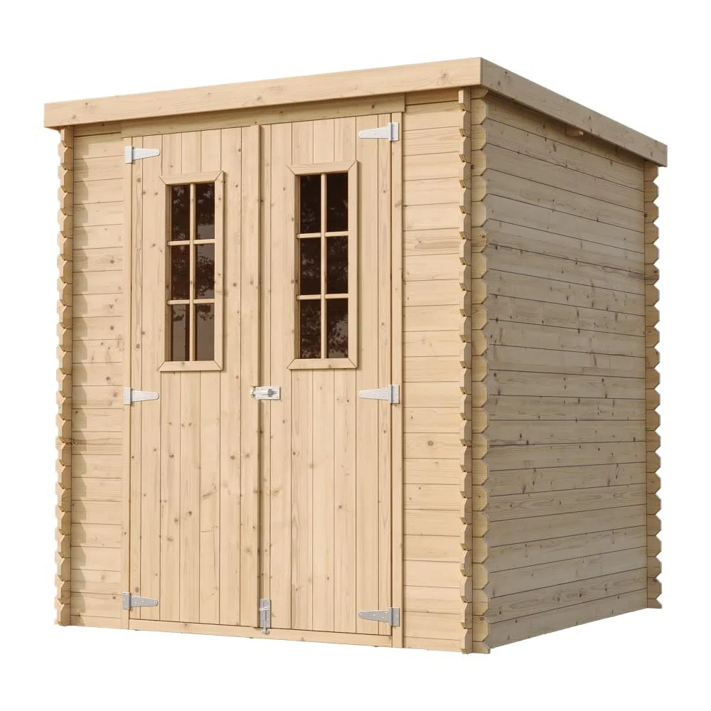 TIMBELA M309C+M309G Casetta da Giardino in Legno per Esterni CON PAVIMENTO TRATTATO - A200x204x204 cm/3.53 m2 - Piccola Casetta in Legno, Rimessa Attrezzi, Deposito Bici