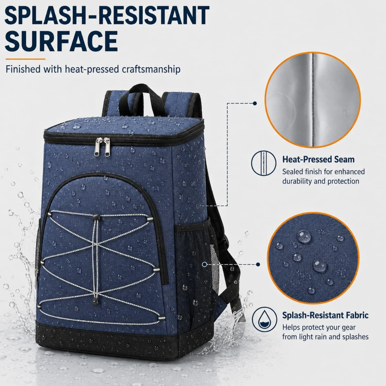 Surwin Zaino Frigo Termico,Zaino Termica Porta Pranzo Borsa Frigo Impermeabile Portatile Grande Capacità 20L Borsa da Picnic Resistente Leggero per Uomo Donna, Campeggio (Nero,40x28x18cm)