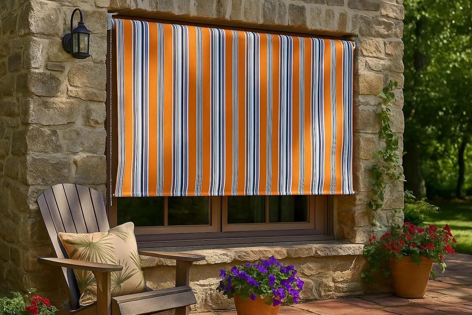 Linea Garden Friend Tenda da Sole a Caduta con Rullo in Alluminio e Poliestere, Giallo, 150x7x8 cm
