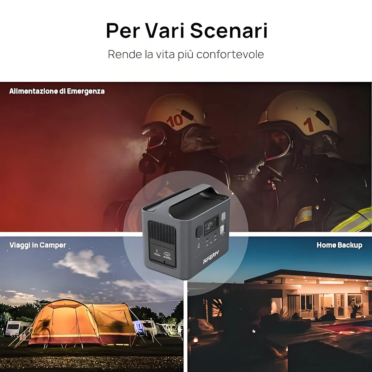AFERIY Centrale Elettrica Portatile 800W, Batteria Riserva LiFePO4 Da 512Wh, Ricarica Rapida In 1 Ora, Presa Ue 220-240V, UPS, Generatore Elettrico Solare Per Campeggio/Casa/Ufficio, Garanzia 7 Anni