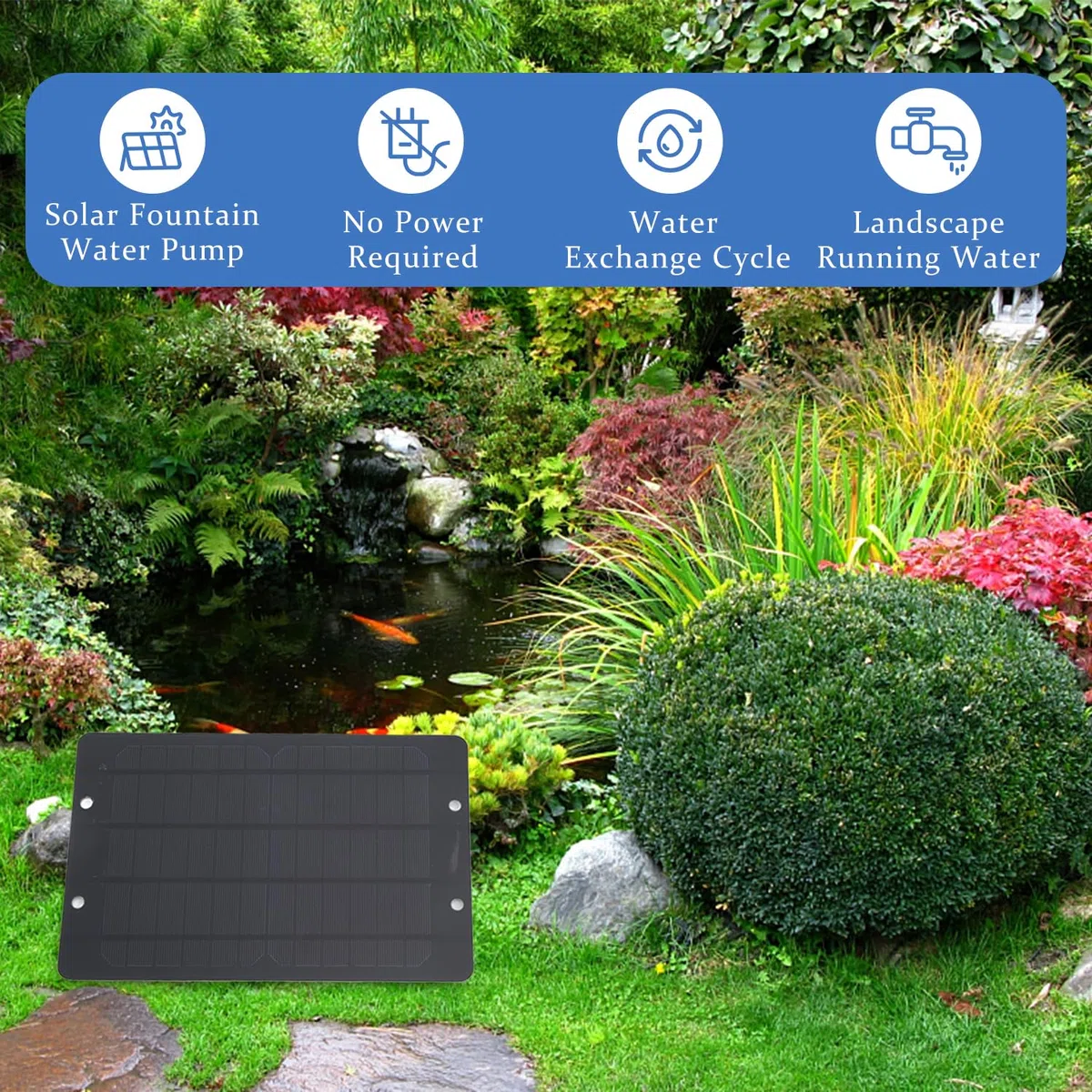 Buachois Pompa Solare per Laghetto,USB 6V 10W Kit Pannello Solare Per Vaschetta Per Uccelli,Set di Pompe Per Fontana Solare Per Laghetto All'aperto,Giardino con Patio E ACQ