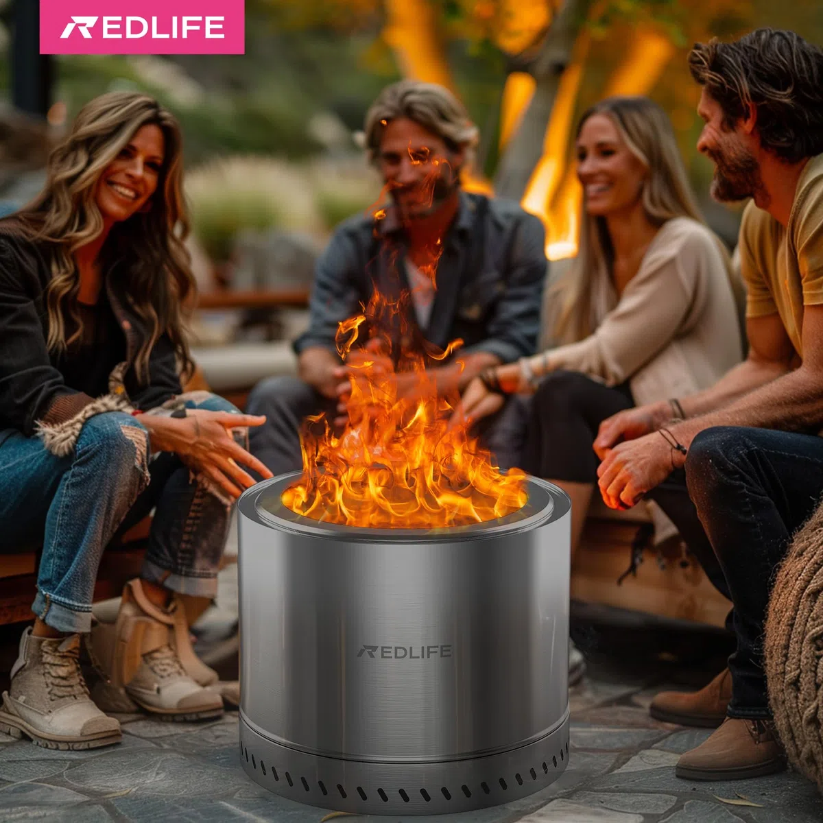 Pit in acciaio inossidabile senza fumo 49.5cm Firepit con borsa di trasporto per campeggio esterno