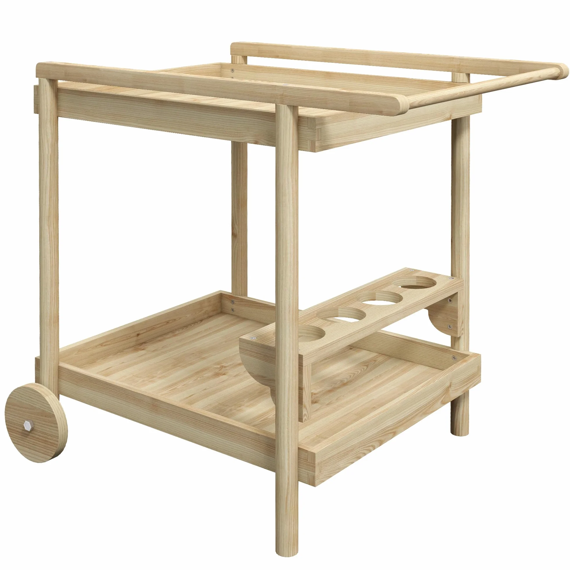Outsunny Carrello da Giardino in Legno di Abete a 2 Ripiani, 78x58.5x75 cm