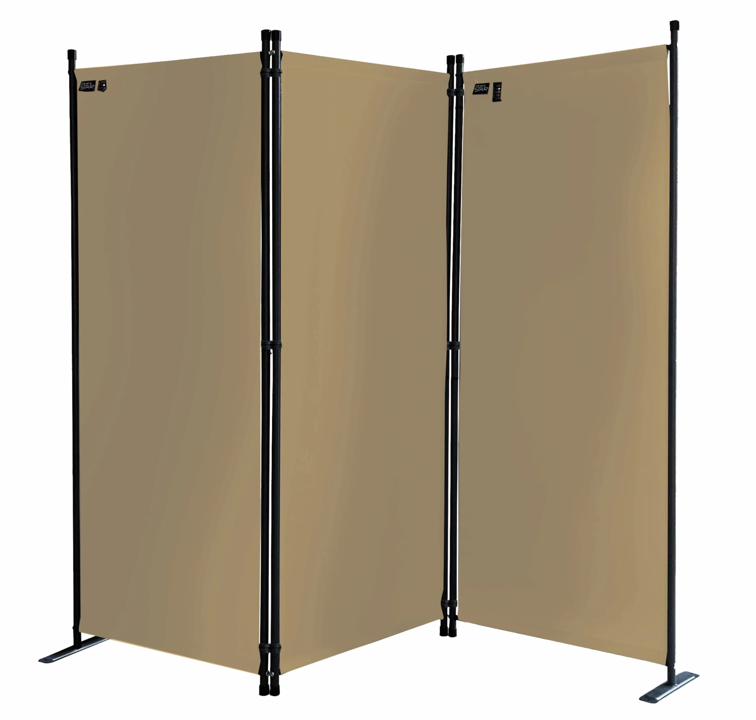 QUICK STAR Paravento da Giardino 170 x 165 cm 3 Parti Pieghevole Divisorio in Tessuto Beige