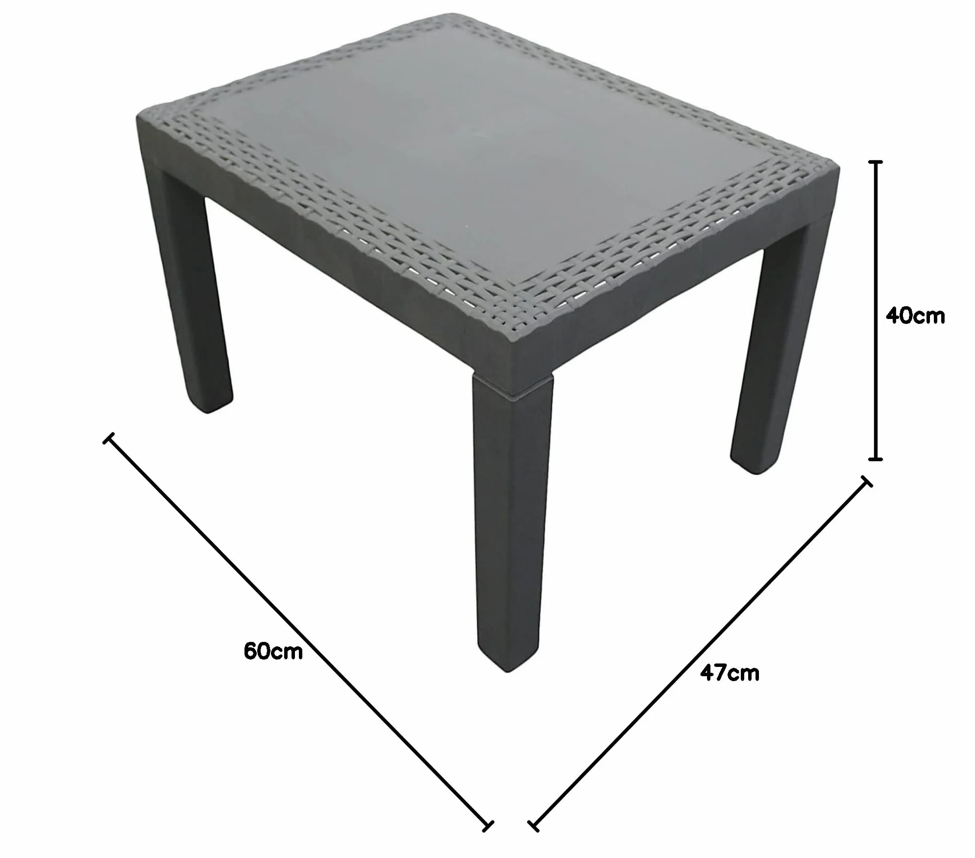 Tavolino da giardino in plastica effetto rattan, tavolino da caffè per esterni (antracite)