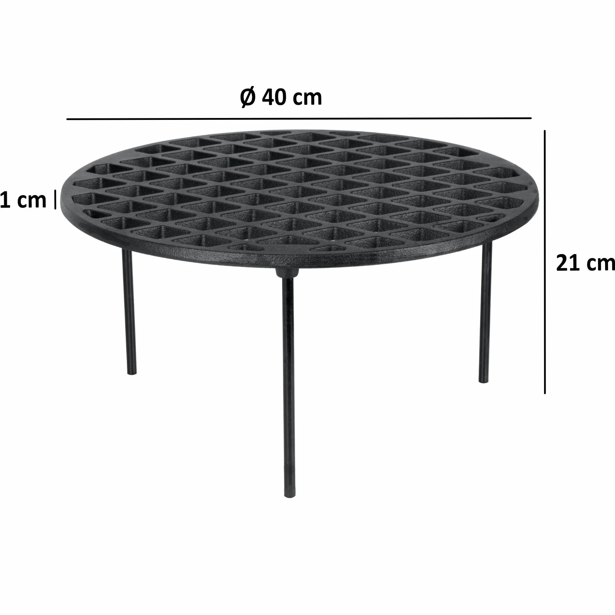 BBQ-Toro Griglia in Ghisa Ø 40 cm con 3 Gambe | Rotonda | Sottopentola per Forno Olandese | Accessori per Barbecue | Treppiede | Griglia per Barbecue