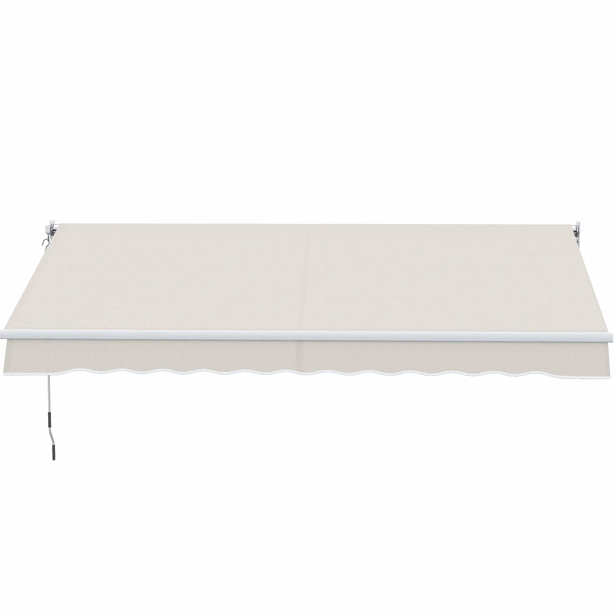 Outsunny Tenda da Sole 2x2.5 m a Bracci Manuali in Alluminio e Poliestere per Esterni, Bianco Crema