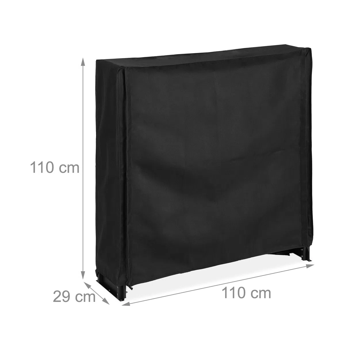 Relaxdays Scaffale Porta Legna da Camino con Telo Protettivo, Ferro, 110x110x29 cm, Nero