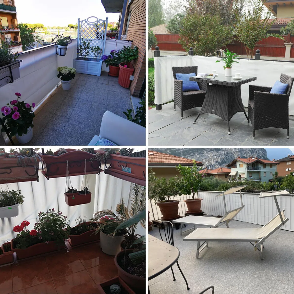 Telo Frangi-Vista Balcone 140x400cm, Telo Frangivento Facile da Installare, Privacy e Ombra - Bianco