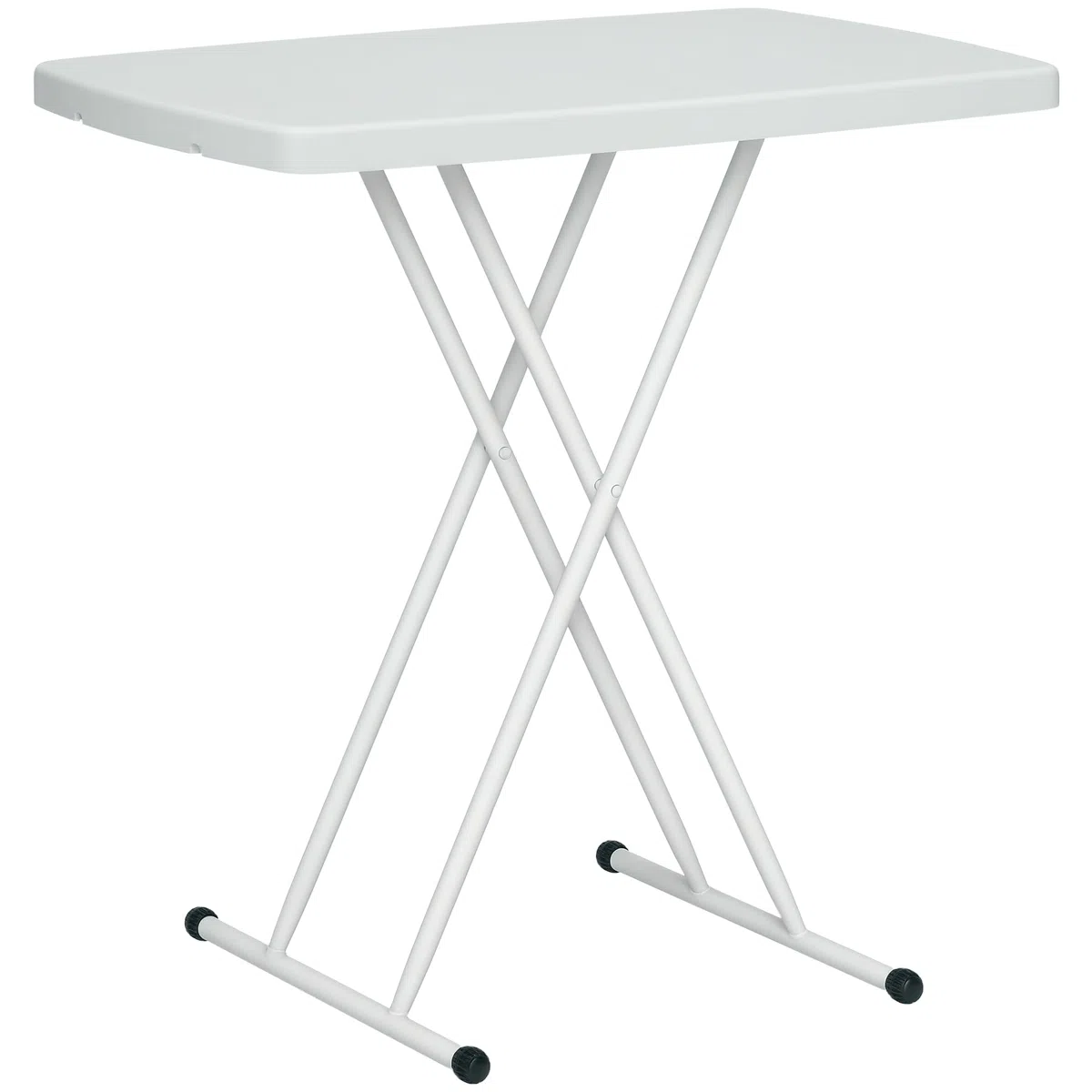 Outsunny Tavolino da Giardino Pieghevole Altezza Regolabile HDPE Metallo 76x50x74 cm Bianco