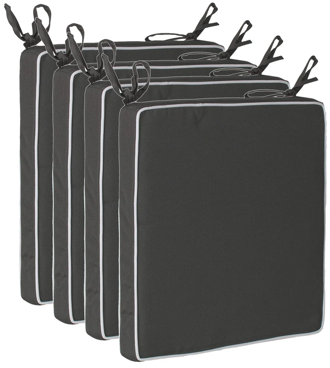 Brandsseller Set 4 Cuscini per Sedia 40x40x4 cm Idrorepellenti Antimacchia Antracite