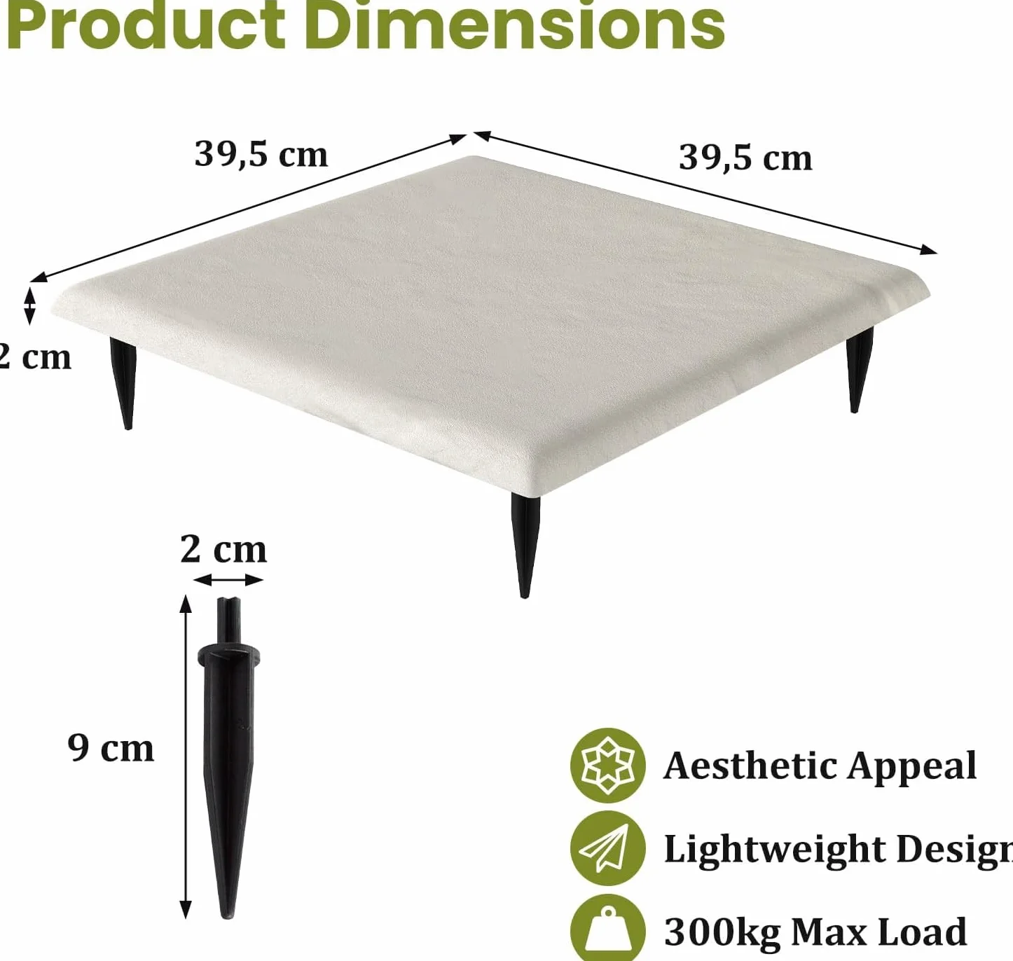 LIFEZEAL 8 Pezzi Pietre da Giardino con 4 Picchetti, Piastrelle per Esterno 39,5 x 39,5 cm, Pietre Decorative in PP Resistente per Passerelle da Giardino e Passeggiate Esterne (Beige)
