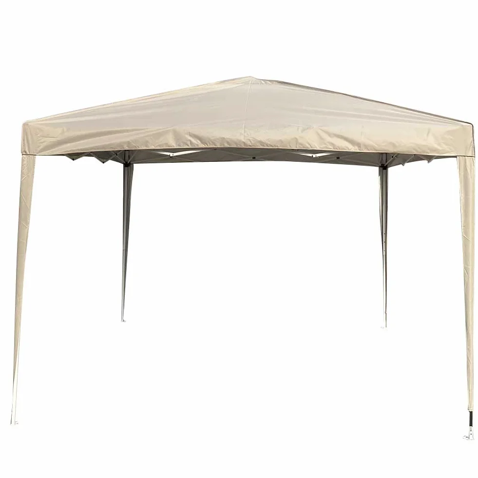 BAKAJI Gazebo 3x3m Pieghevole Impermeabile Poliestere Struttura Metallo Portatile Giardino Esterno Beige