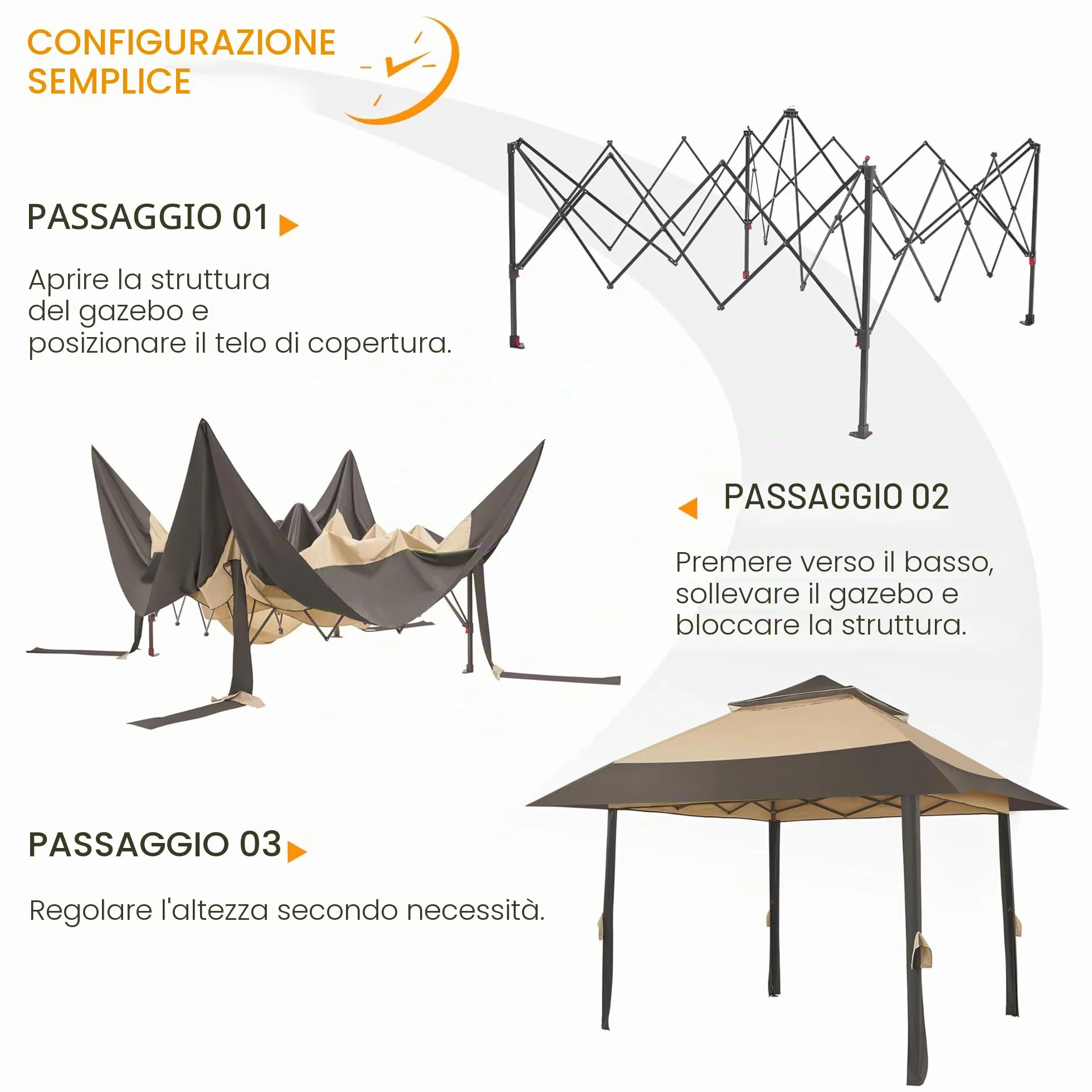 Yaheetech Gazebo da Giardino 4x4 m con Zanzariera Struttura in Metallo Doppio Tetto Kaki