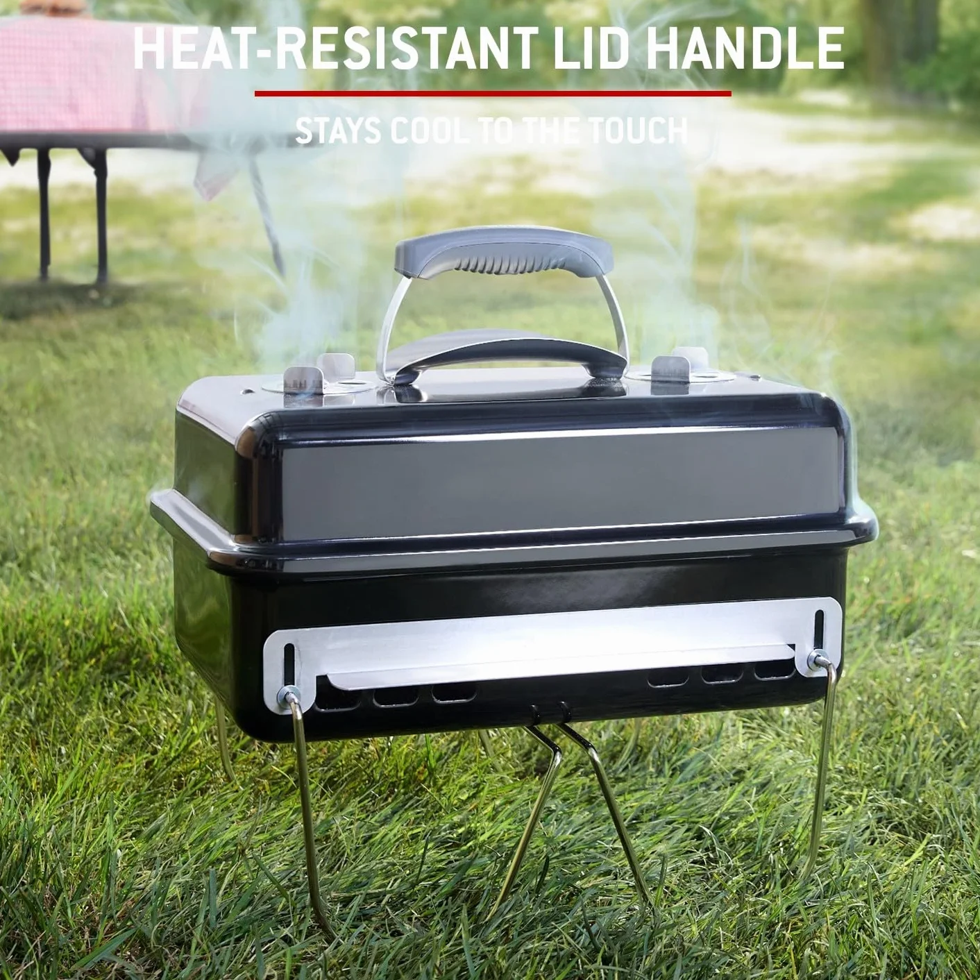 Weber Barbecue a carbone Go-Anywhere griglia portatile con gambe pieghevoli, 42x26 cm, nero